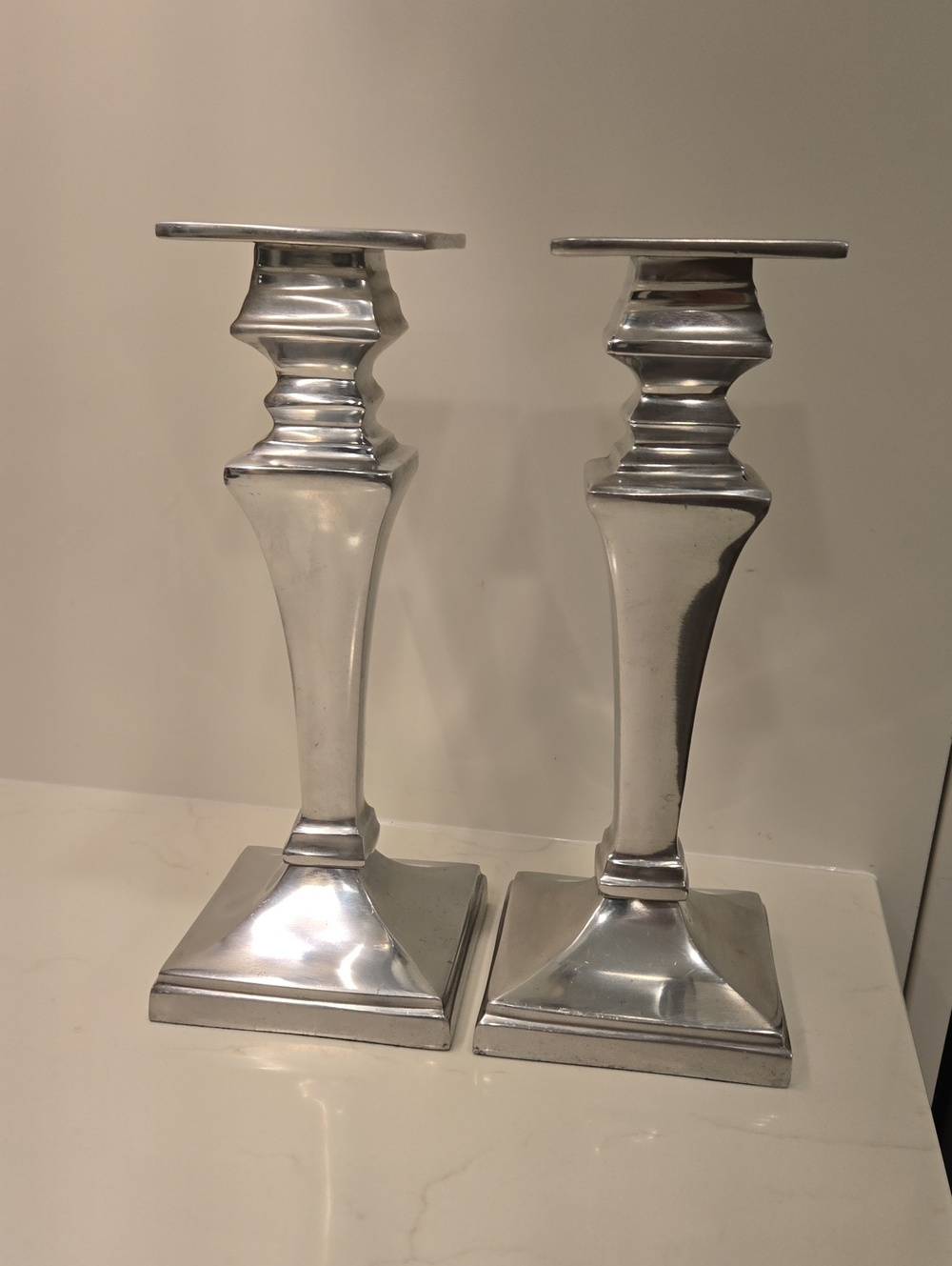 Godinger Polished Silver Metal Candlestick Pair